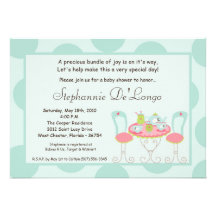5x7 Tea Party Polka Dot Baby Shower Invitation