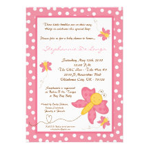 5x7 TRIPLET Pink Butterfly Baby Shower Invitation