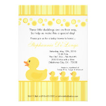 5x7 TRIPLETS Rubber Duck Baby Shower Invitation