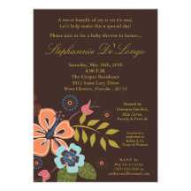 5x7 TropicalHawaiian Flower Baby Shower Invitation