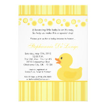 5x7 Yellow Rubber Ducky Baby Shower Invitation