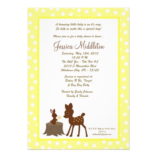 5x7Yellow Jungle Safari Zoo Baby Shower Invitation