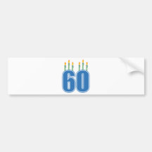 60 Birthday Candles (Blue / Green) Bumper Sticker