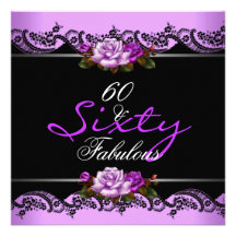 60 & Fabulous 60th Birthday Party Mauve Roses Custom Announcements