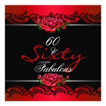 60 & Fabulous 60th Birthday Party Red Roses Custom Announcements