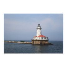 60" x 40"  Chicago Lighthouse Stretched Canvas Print
