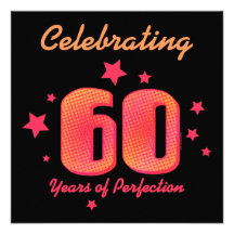 60 Years of Perfection Custom Birthday Invitation