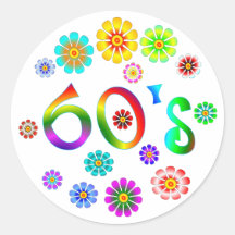 60s Love Round Sticker