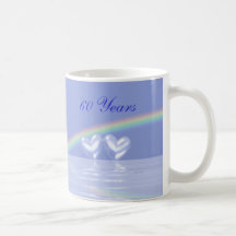 60th Anniversary Diamond Hearts Coffee Mugs