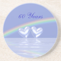 60th Anniversary Diamond Hearts Drink Coaster