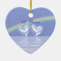 60th Anniversary Diamond Hearts Christmas Tree Ornaments