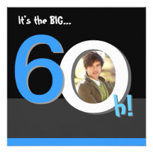60th Big 6Oh! Photo Template Birthday Party Personalised Invitations