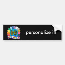 60th Birthday Balloons Happy Birthday Bumper Bumper Sticker