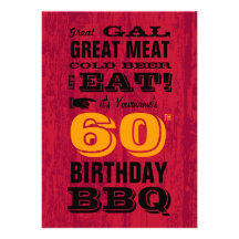 60th Birthday BBQ Grill Out Personalised Invite