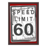 60th Birthday Party Grungy Speed Limit Sign Personalised Invites