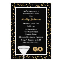 60th Birthday Party Invitation -- 60 and Confetti