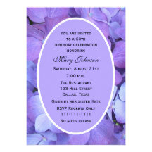60th Birthday Party Invitation -- Hydrangea