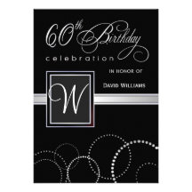 60th Birthday Party Invitations - with Monogram