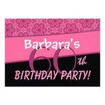 60th Birthday Party Pink Pattern Template Personalized Invite