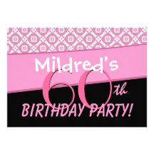 60th Birthday Party Pink Pattern Template Invitations