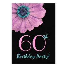 60th Birthday Template - Pink Daisy Personalised Invites