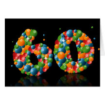 60th birthday with numbers formed from balls greeting cards