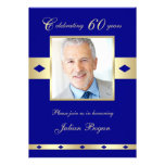 60th Photo Birthday Party Invitation - Navy 60