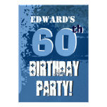 60th SURPRISE Birthday Custom Name Blue Metallic Personalised Announcement