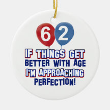 62nd year old birthday gift christmas tree ornaments