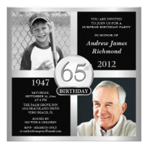65th Birthday Invitations Then & Now Photos