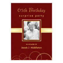 65th Birthday Surprise Party - Photo Optional Custom Invite