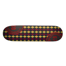 67SOSK8 ARGYLE SERIES CRIMSON & GRAY LOGO SKATE BOARD DECKS