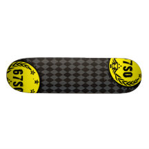 67SOSK8 ARGYLE SERIES YELLOW & DARK GRAY LOGO SKATE BOARD