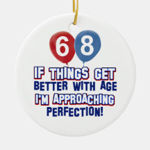 68th year old birthday design christmas tree ornaments