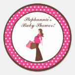 6 - 3"  Favour Stickers Pink Mod Mum Polka Dots stickers