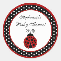 6 - 3"  Favour Stickers Red Ladybug