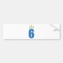 6 Birthday Candles (Blue / Green) Bumper Stickers