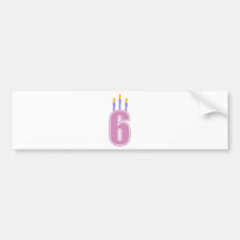 6 Birthday Candles (Pink / Purple) Bumper Stickers