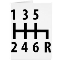 6 gearshift race car black greeting card