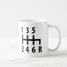 6 gearshift race car black mugs