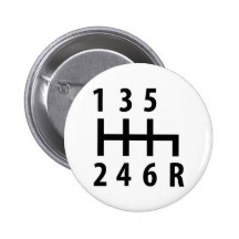 6 gearshift race car black pinback buttons