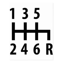 6 gearshift race car black postcards
