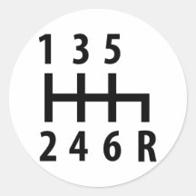 6 gearshift race car black stickers