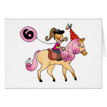 6 year old girl on a pony cards