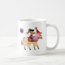 6 year old girl on a pony coffee mug