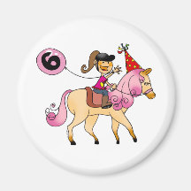 6 year old girl on a pony fridge magnets