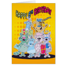 6th Birthday Card - Moonies Doodlematoons