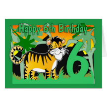 6th Birthday Card - Tiger