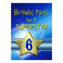 6th Birthday party Invitation for a Superstar.