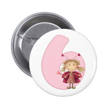 6th birthday pinbadge , ladybird fairy pinbadge